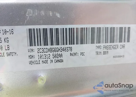 2016 Dodge Charger Se z USA, uszkodzony, nr VIN 2C3CDXBG6GH340378